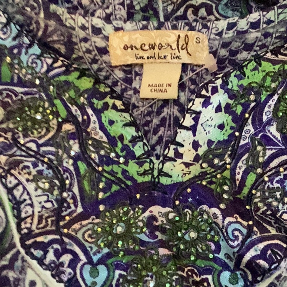 🦋NWOT Awesome One World Size Small Bohemian Style Top So Much Fun To Wear 🦋 - Picture 8 of 9
